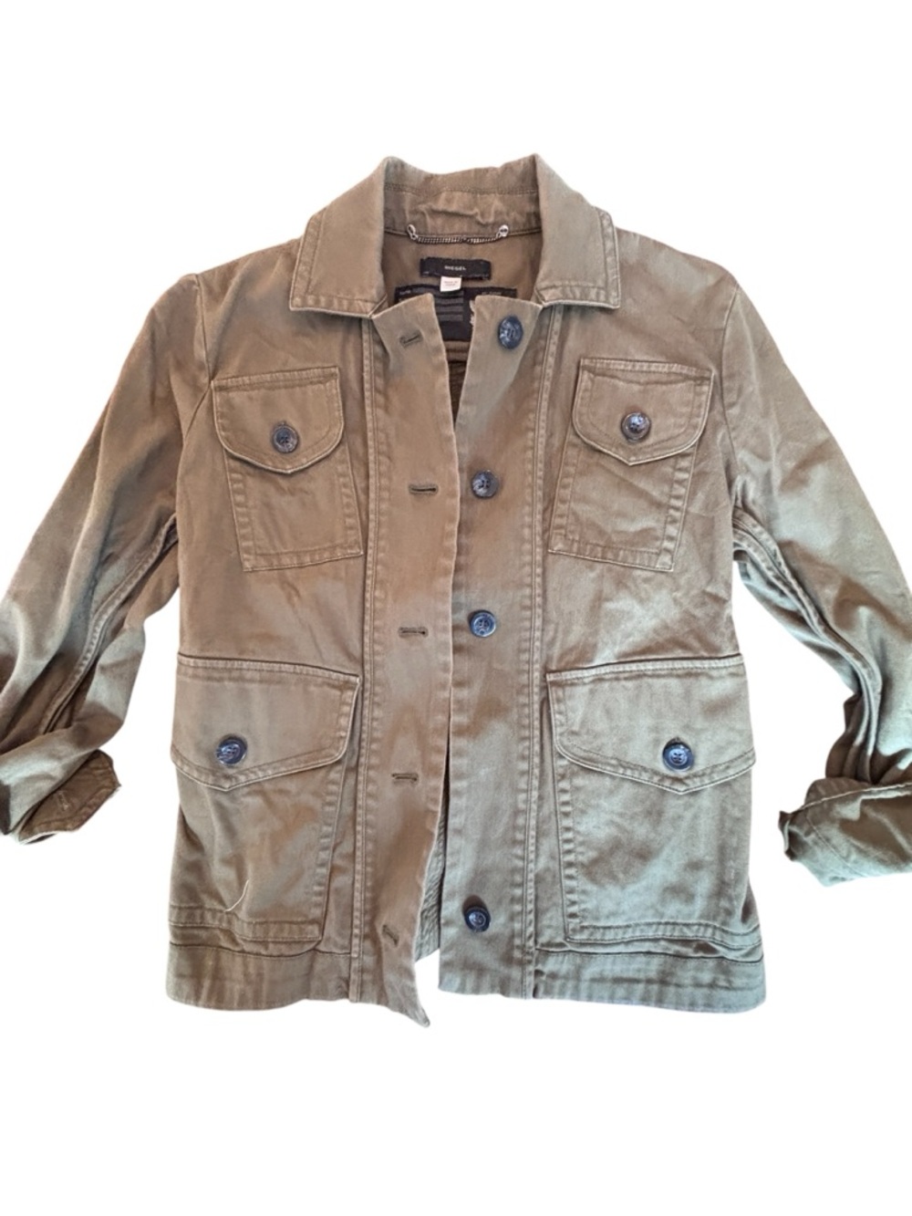 Diesel Utility Jacket Olive Green Military Style Button Front Cargo Pockets